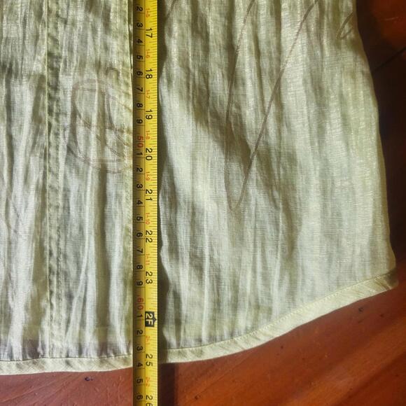 Chico's Chartreuse Sheer Taffeta-Like Button-Up Textured Floral - Sz 2 (Lg) - Picture 8 of 9